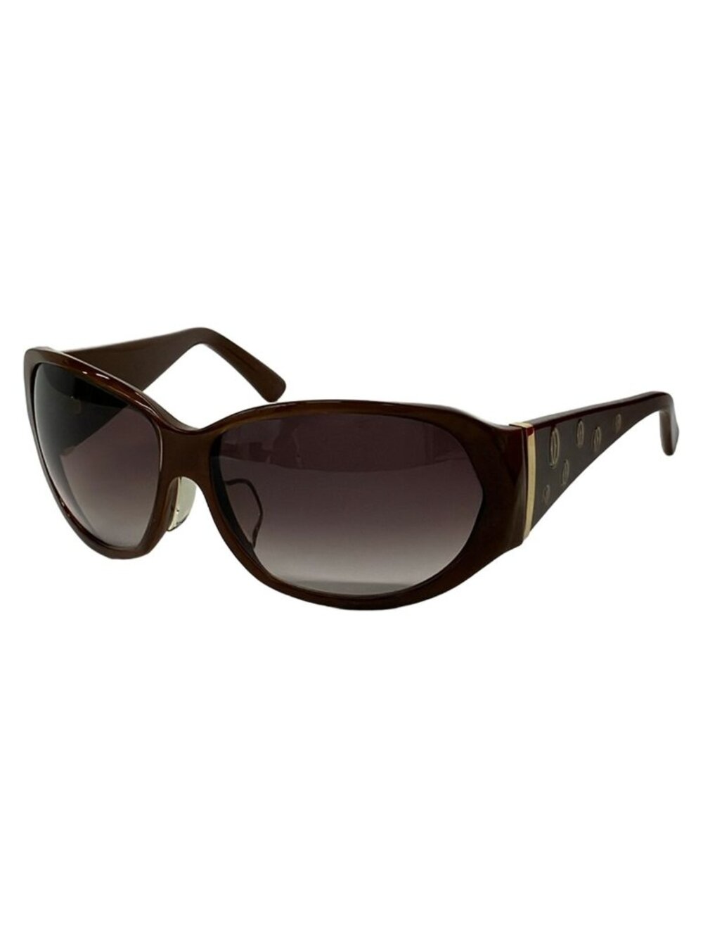 Cartier Sunglasses Dark Navy Brown Gold Eyewear